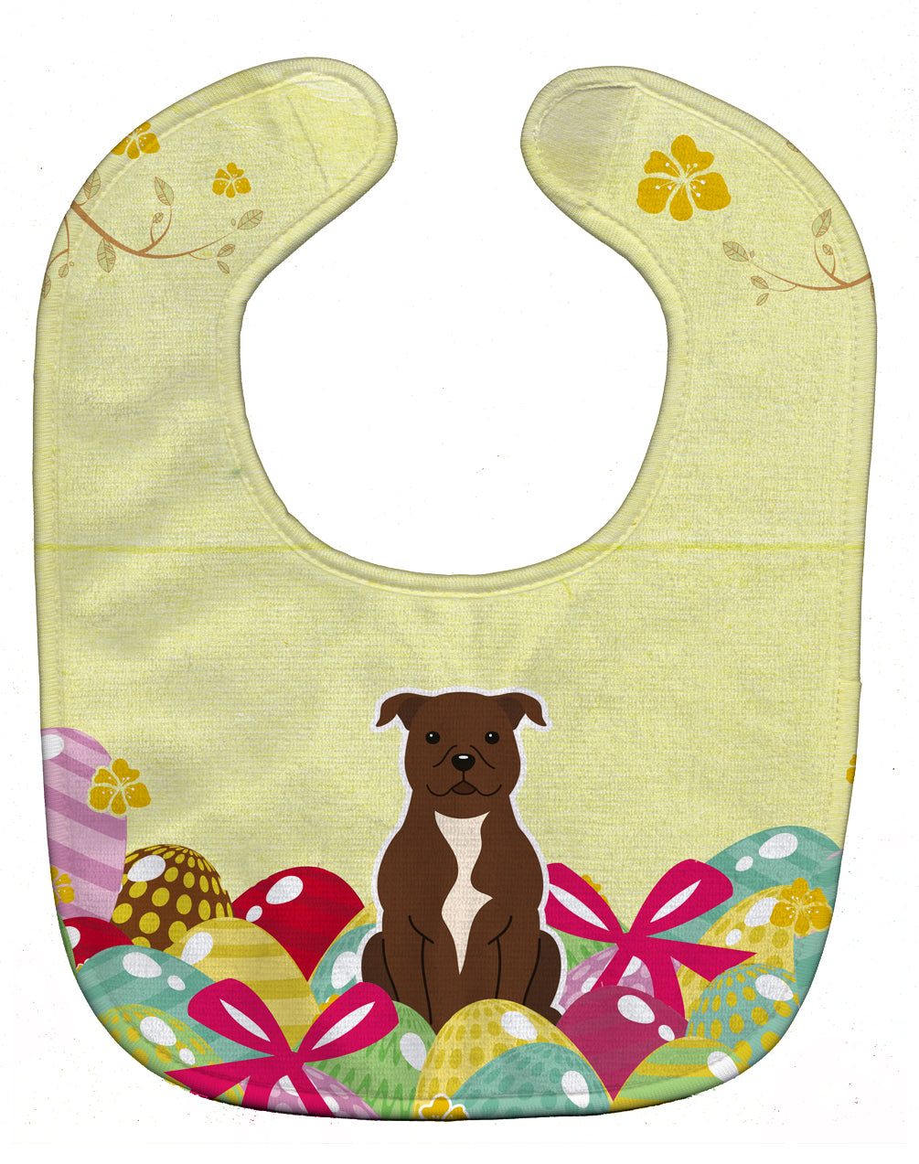 Easter Eggs Staffordshire Bull Terrier Chocolate Baby Bib Easy-Clean Baby Bib Baby Feeding Accessory Baby Mealtime Essential, 10 x 13, Multicolor