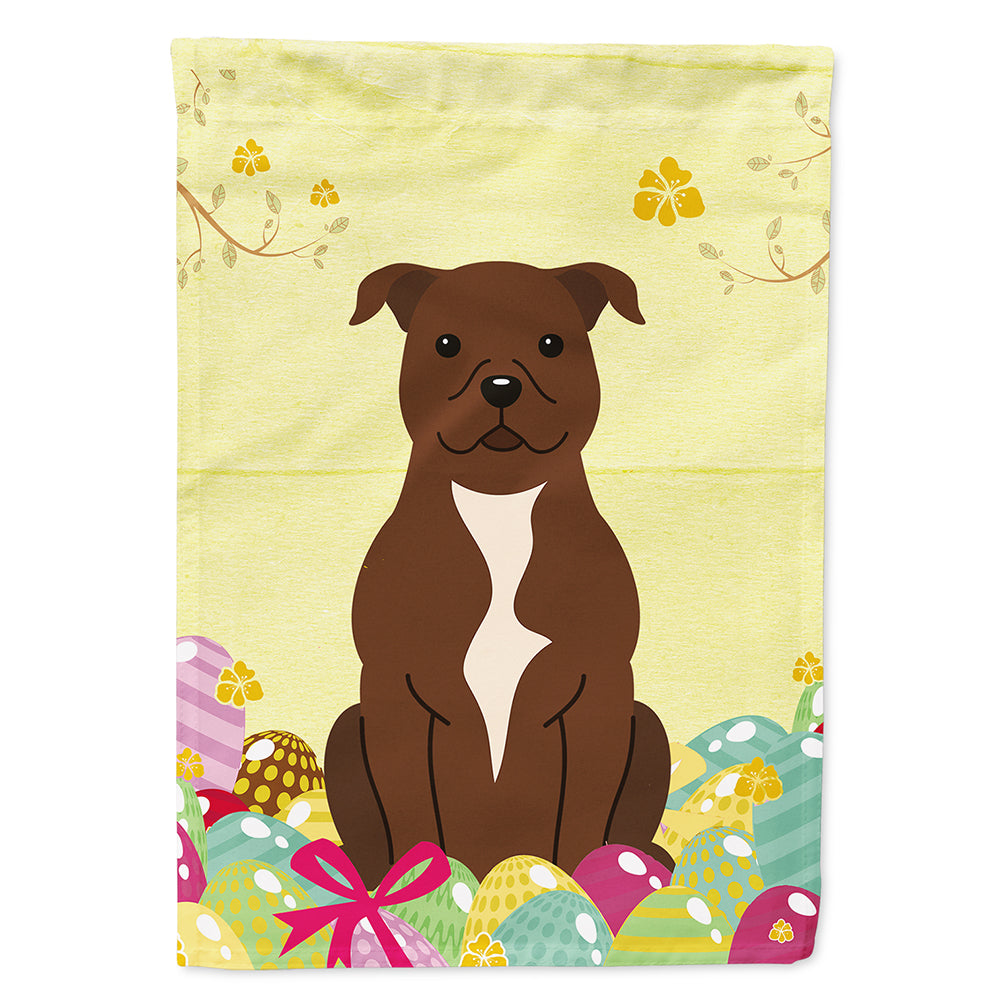 Easter Eggs Staffordshire Bull Terrier Chocolate House Flag 28x40 Porch Sleeve Pole Decorative Outside Yard Banner Artwork Wall Hanging, Polyester
