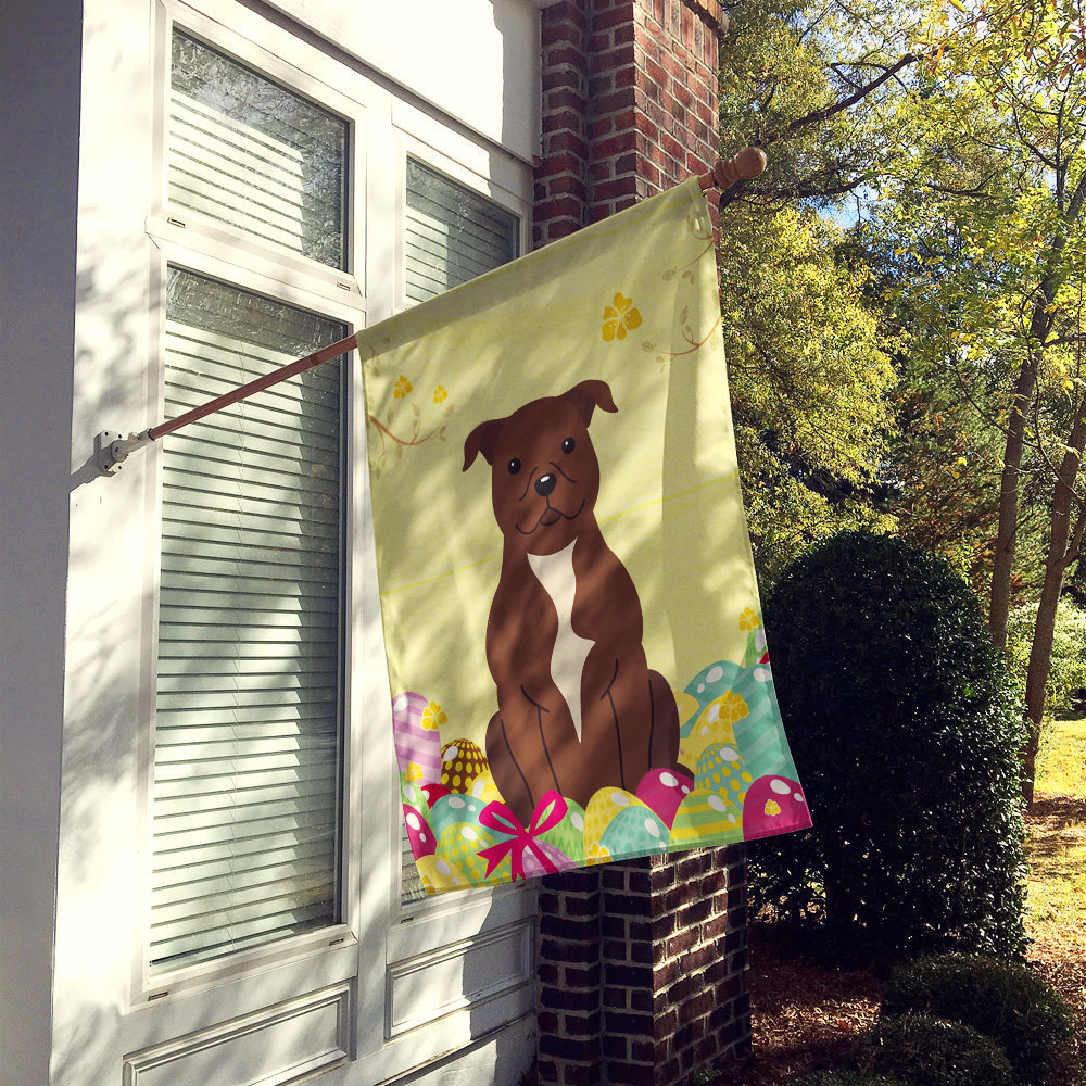 Easter Eggs Staffordshire Bull Terrier Chocolate House Flag 28x40 Porch Sleeve Pole Decorative Outside Yard Banner Artwork Wall Hanging, Polyester