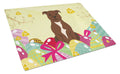 Easter Eggs Staffordshire Bull Terrier Chocolate Cutting Board Tempered Glass Kitchen Cutting Surface, Heat Resistant Chopping, Non-Slip Feet, Food Prep & Serving