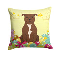 Easter Eggs Staffordshire Bull Terrier Chocolate Decorative Throw Pillow 14x14 Indoor Outdoor Accent Cushion, Fabric Cover with Insert for Sofa, Bed, Porch & Living Room