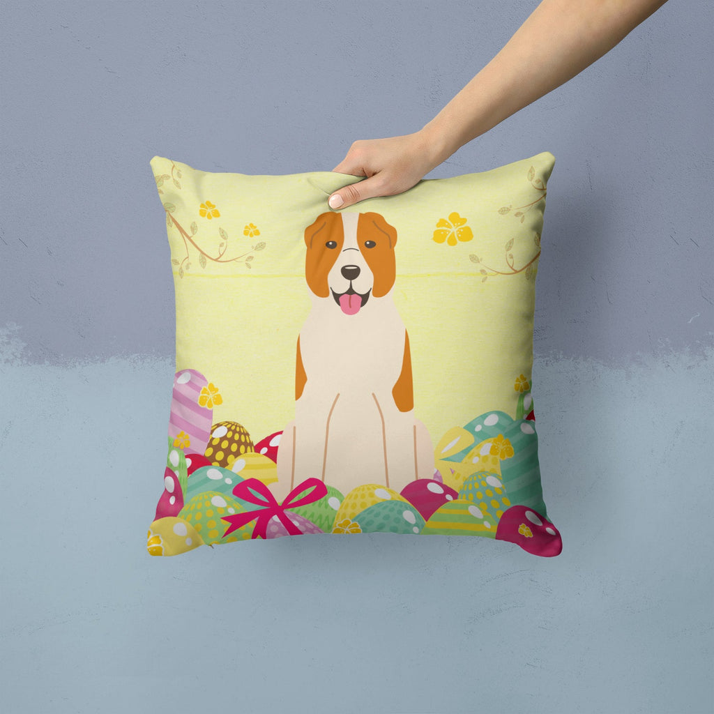 Easter Eggs Central Asian Shepherd Dog Decorative Throw Pillow 14x14 Indoor Outdoor Accent Cushion, Fabric Cover with Insert for Sofa, Bed, Porch & Living Room