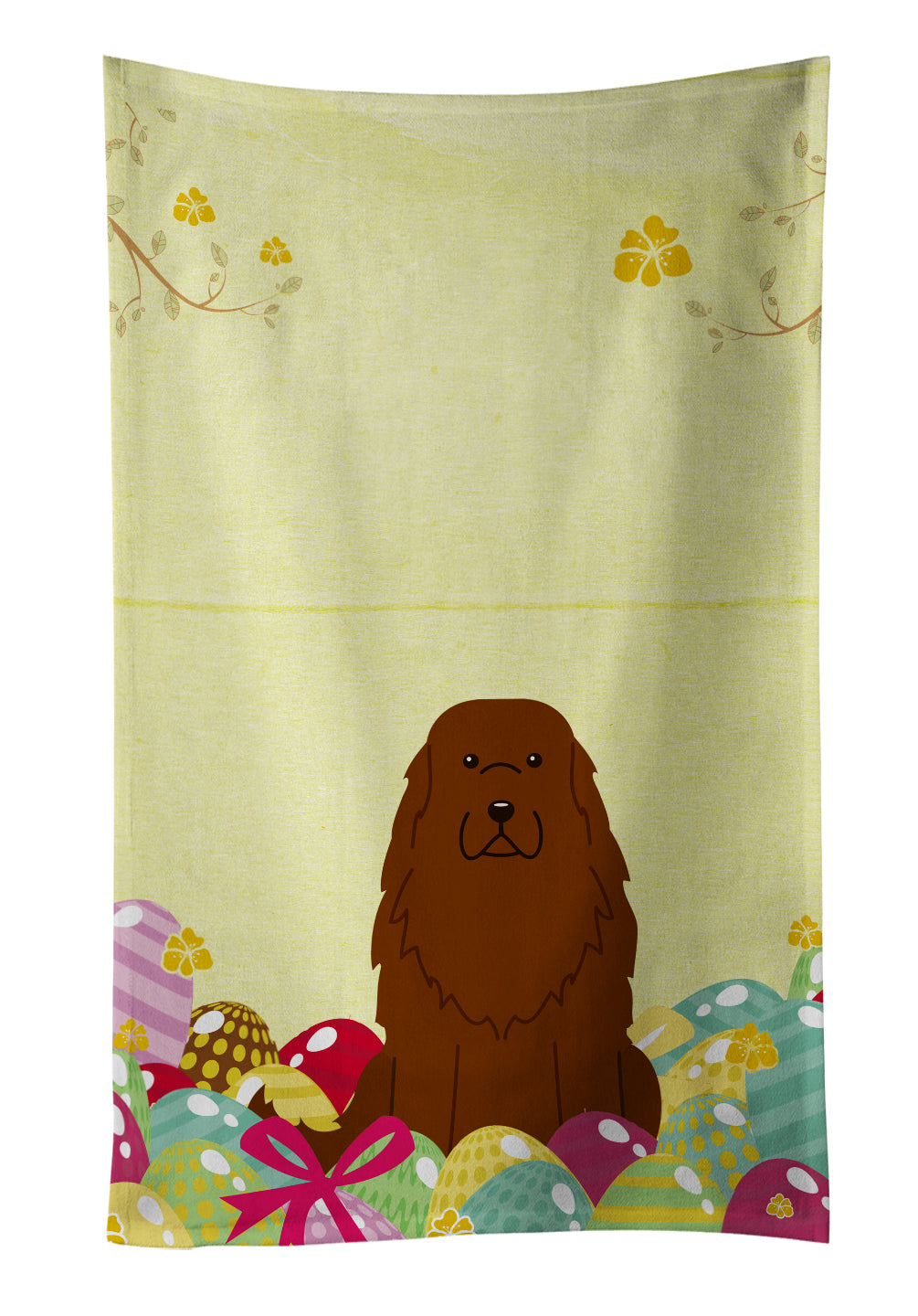 Easter Eggs Caucasian Shepherd Dog Kitchen Towel Velour Plush Front and Cotton Loop Back Machine Washable