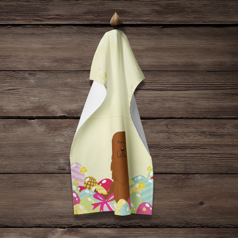 Easter Eggs Caucasian Shepherd Dog Kitchen Towel Velour Plush Front and Cotton Loop Back Machine Washable