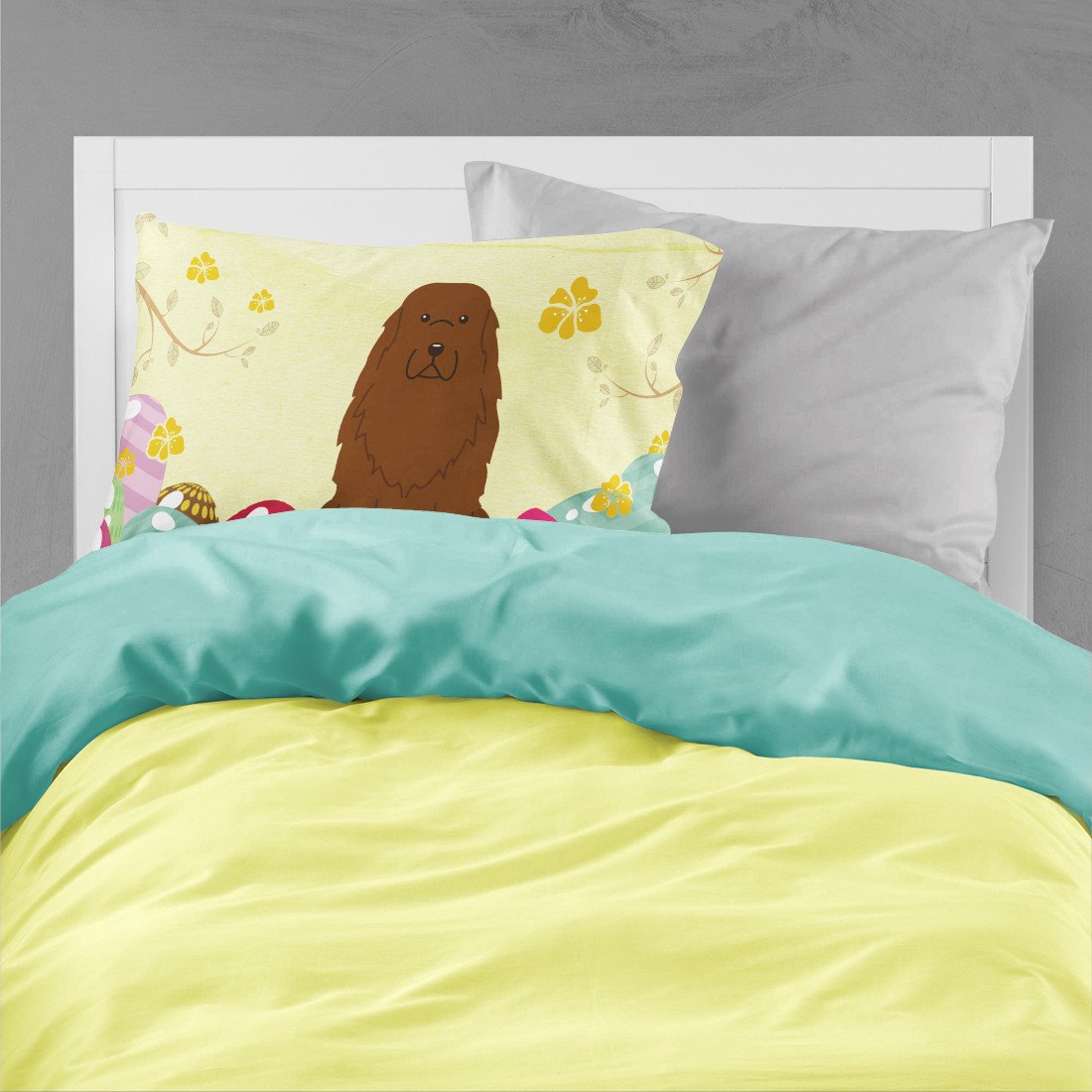 Easter Eggs Caucasian Shepherd Dog Standard Pillowcase Lightweight Super Soft Easy Care Decorative Artwork Pillowcase, Standard