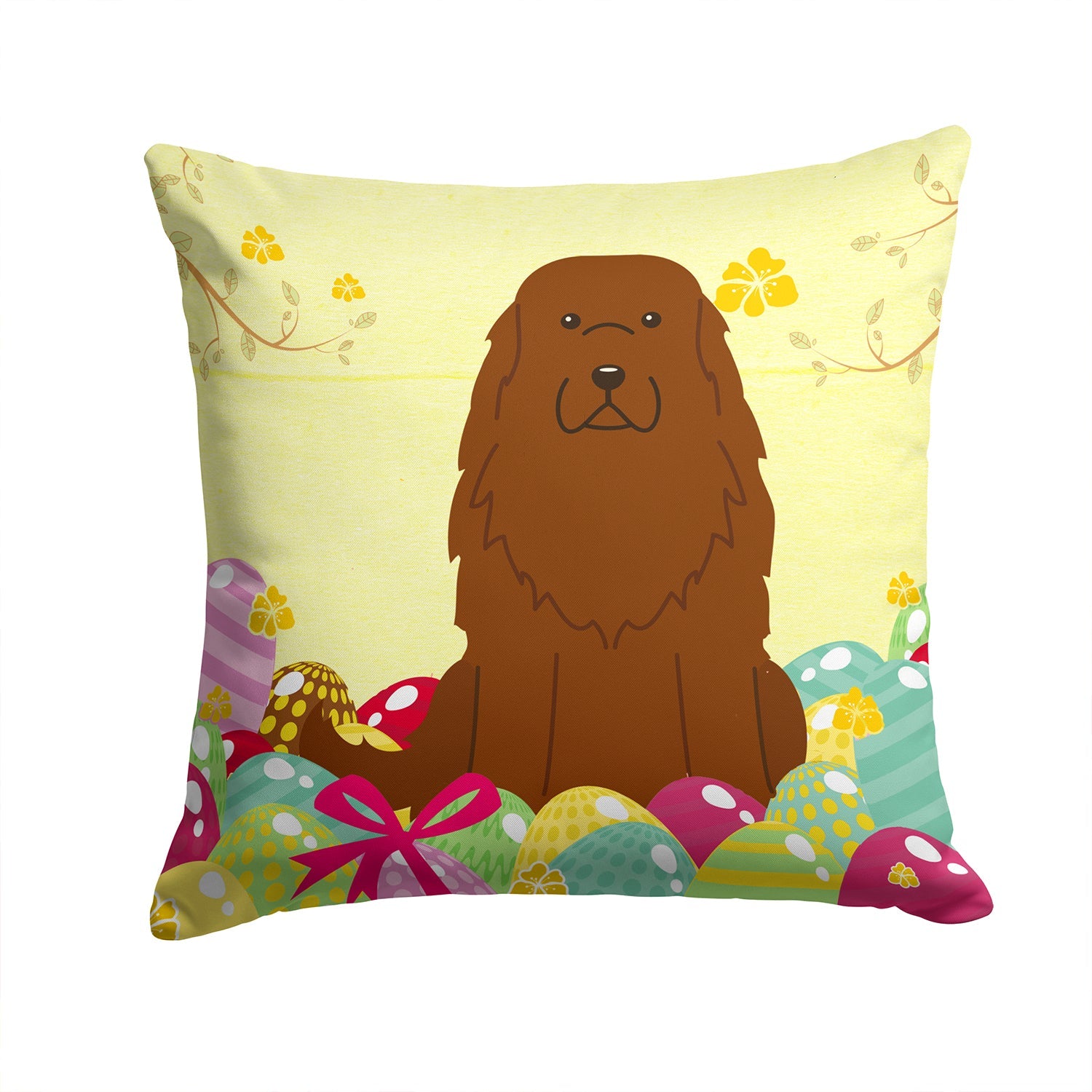 Easter Eggs Caucasian Shepherd Dog Decorative Throw Pillow 14x14 Indoor Outdoor Accent Cushion, Fabric Cover with Insert for Sofa, Bed, Porch & Living Room