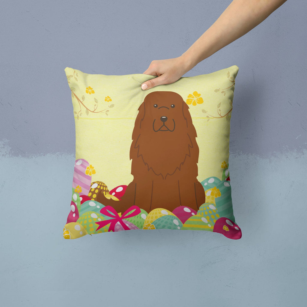 Easter Eggs Caucasian Shepherd Dog Decorative Throw Pillow 14x14 Indoor Outdoor Accent Cushion, Fabric Cover with Insert for Sofa, Bed, Porch & Living Room