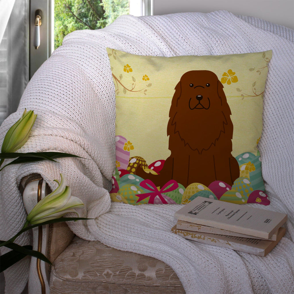 Easter Eggs Caucasian Shepherd Dog Decorative Throw Pillow 14x14 Indoor Outdoor Accent Cushion, Fabric Cover with Insert for Sofa, Bed, Porch & Living Room