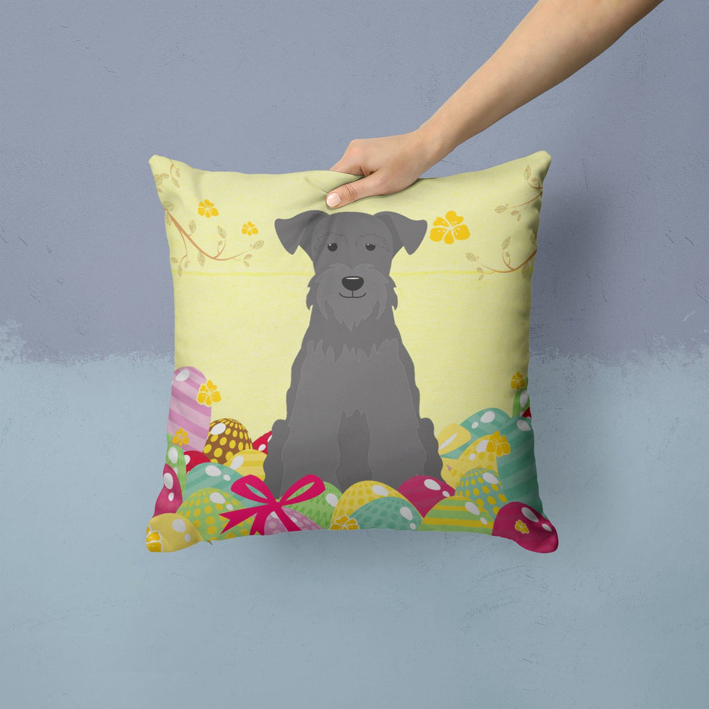 Easter Eggs Miniature Schnauzer Black Decorative Throw Pillow 14x14 Indoor Outdoor Accent Cushion, Fabric Cover with Insert for Sofa, Bed, Porch & Living Room