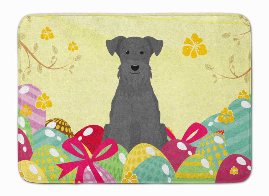Easter Eggs Miniature Schnauzer Black Memory Foam Kitchen Mat Machine Washable Anti-Fatigue Cushion Comfort Bath or Kitchen Rug
