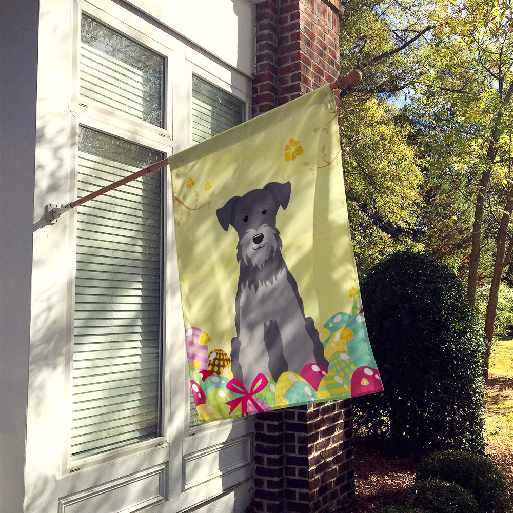 Easter Eggs Miniature Schnauzer Black Silver House Flag 28x40 Porch Sleeve Pole Decorative Outside Yard Banner Artwork Wall Hanging, Polyester