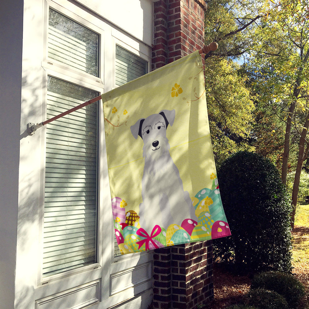 Easter Eggs Miniature Schnauzer White House Flag 28x40 Porch Sleeve Pole Decorative Outside Yard Banner Artwork Wall Hanging, Polyester