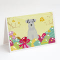 Easter Eggs Miniature Schnauzer White Greeting Cards Pack of 8 Blank Cards with Envelopes Whimsical A7 Size 5x7