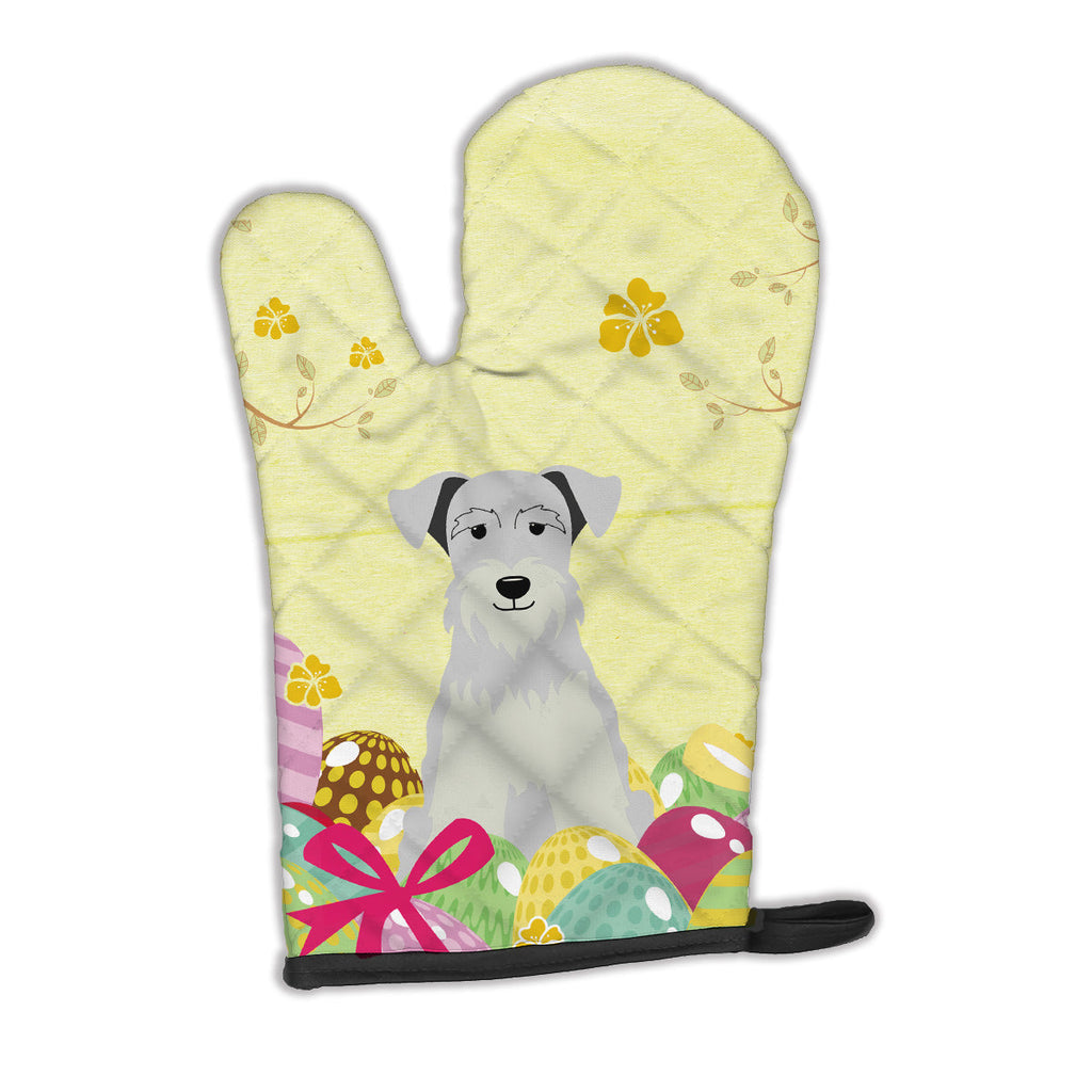 Easter Eggs Miniature Schnauzer White Oven Mitt Heat Resistant Thick Oven Mitt for Hot Pans and Oven, Kitchen Mitt Protect Hands, Cooking Baking Glove