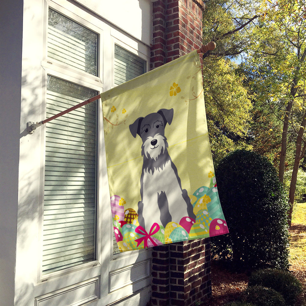 Easter Eggs Miniature Schnauzer Salt and Pepper House Flag 28x40 Porch Sleeve Pole Decorative Outside Yard Banner Artwork Wall Hanging, Polyester