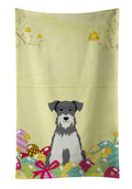 Easter Eggs Miniature Schnauzer Salt and Pepper Kitchen Towel Velour Plush Front and Cotton Loop Back Machine Washable