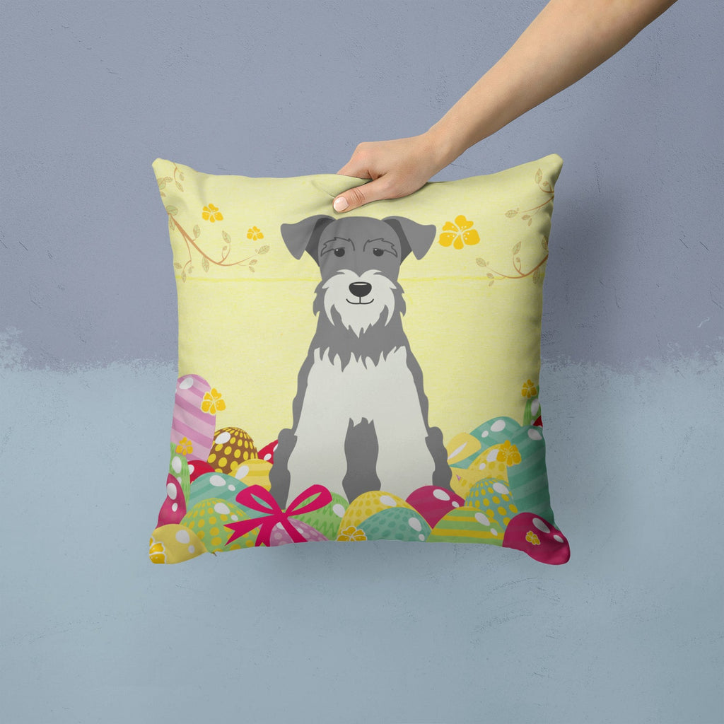 Easter Eggs Miniature Schnauzer Salt and Pepper Decorative Throw Pillow 14x14 Indoor Outdoor Accent Cushion, Fabric Cover with Insert for Sofa, Bed, Porch & Living Room