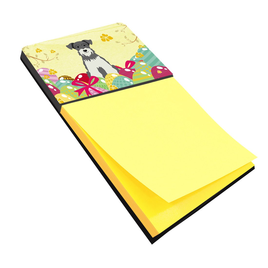 Easter Eggs Miniature Schnauzer Salt and Pepper Watercolor Sticky Note Holder Refillable Dispenser Desk Accessory 3x3 Pad Gift