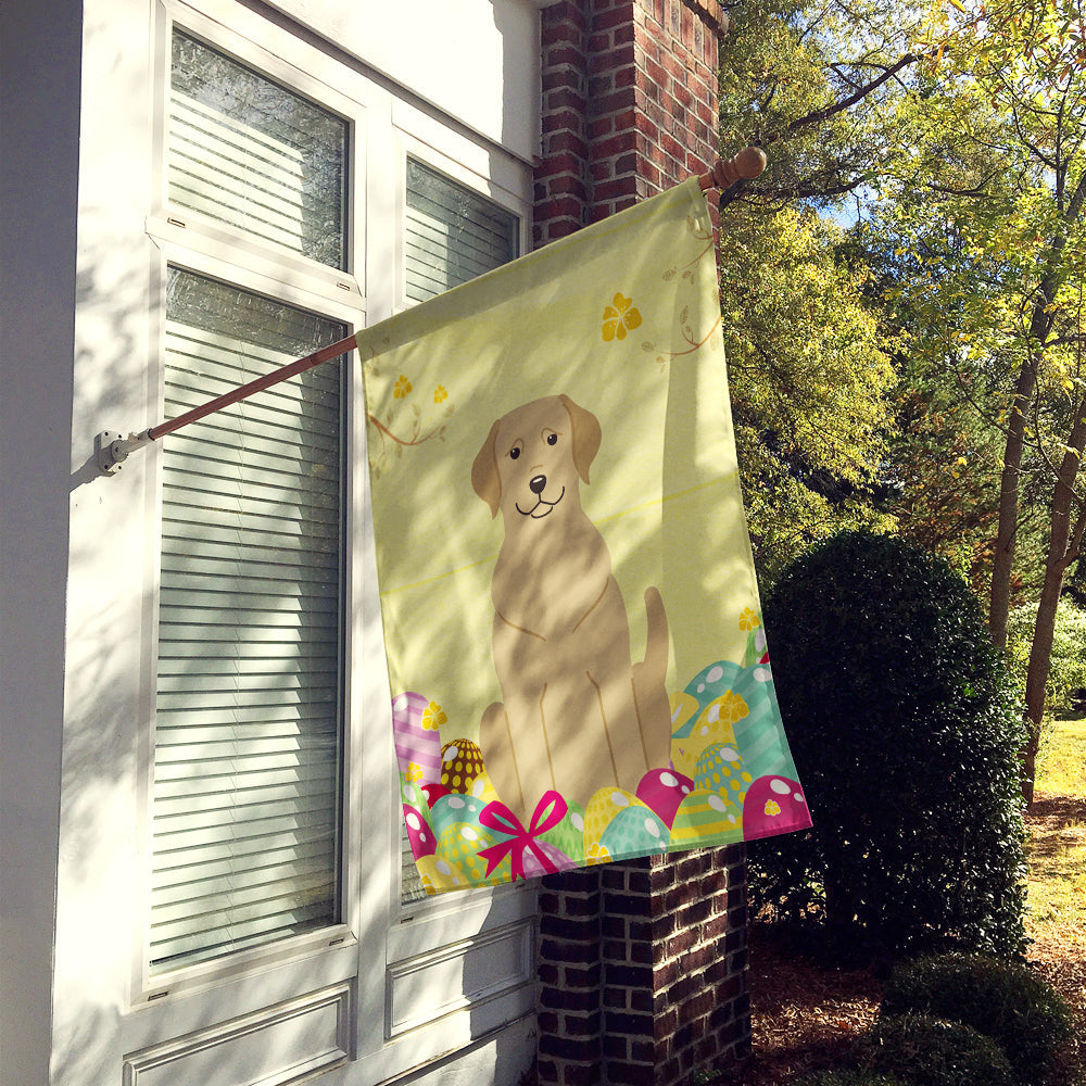 Easter Eggs Yellow Labrador House Flag 28x40 Porch Sleeve Pole Decorative Outside Yard Banner Artwork Wall Hanging, Polyester