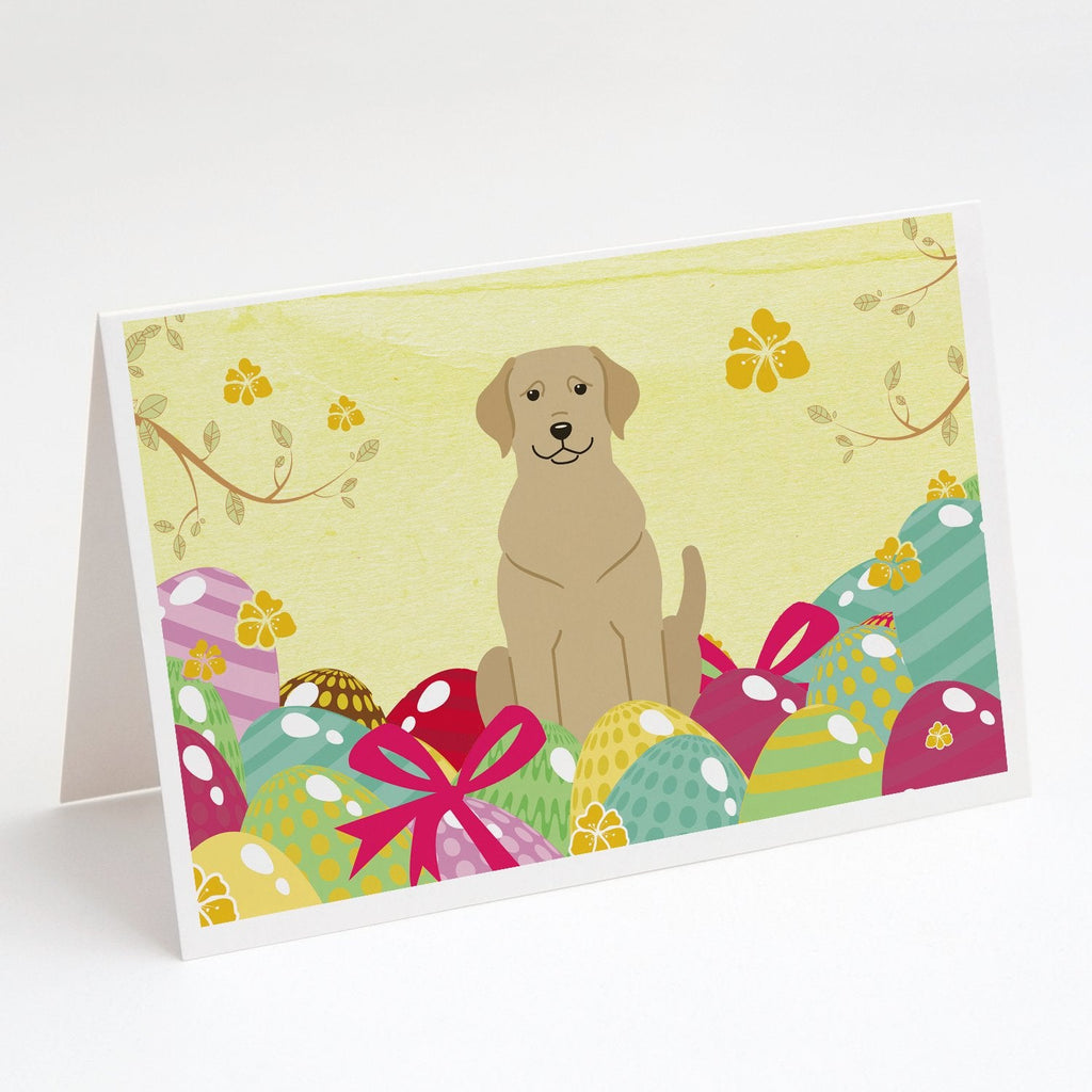 Easter Eggs Yellow Labrador Greeting Cards Pack of 8 Blank Cards with Envelopes Whimsical A7 Size 5x7
