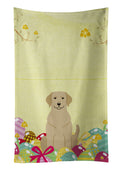 Easter Eggs Yellow Labrador Kitchen Towel Velour Plush Front and Cotton Loop Back Machine Washable