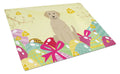 Easter Eggs Yellow Labrador Cutting Board Tempered Glass Kitchen Cutting Surface, Heat Resistant Chopping, Non-Slip Feet, Food Prep & Serving