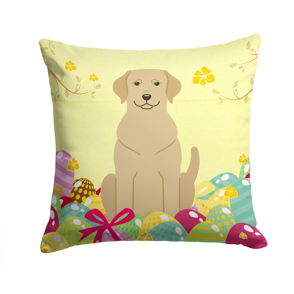 Easter Eggs Yellow Labrador Decorative Throw Pillow 14x14 Indoor Outdoor Accent Cushion, Fabric Cover with Insert for Sofa, Bed, Porch & Living Room