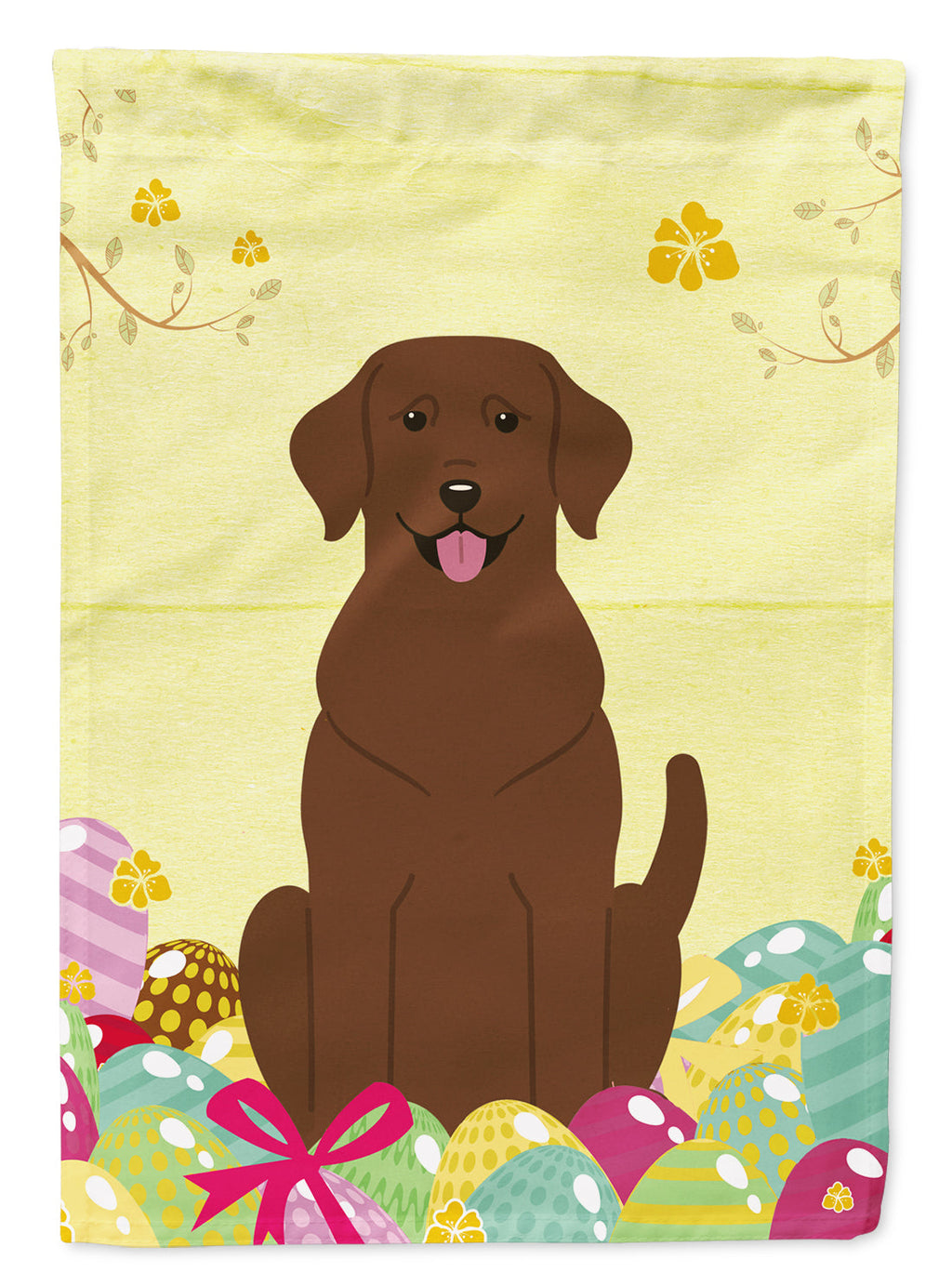 Easter Eggs Chocolate Labrador House Flag 28x40 Porch Sleeve Pole Decorative Outside Yard Banner Artwork Wall Hanging, Polyester