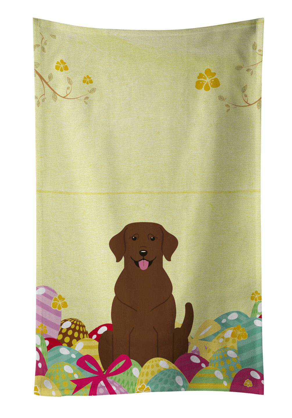 Easter Eggs Chocolate Labrador Kitchen Towel Velour Plush Front and Cotton Loop Back Machine Washable