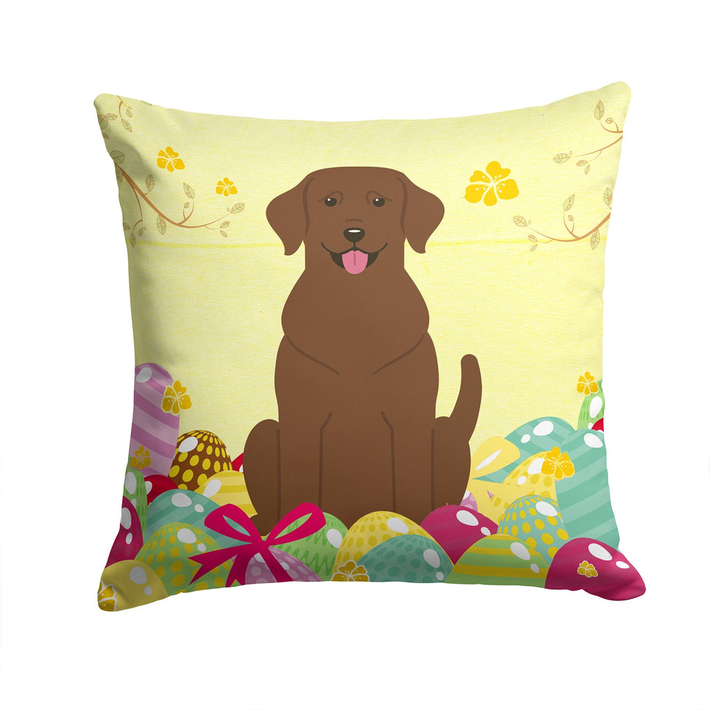 Easter Eggs Chocolate Labrador Decorative Throw Pillow 14x14 Indoor Outdoor Accent Cushion, Fabric Cover with Insert for Sofa, Bed, Porch & Living Room