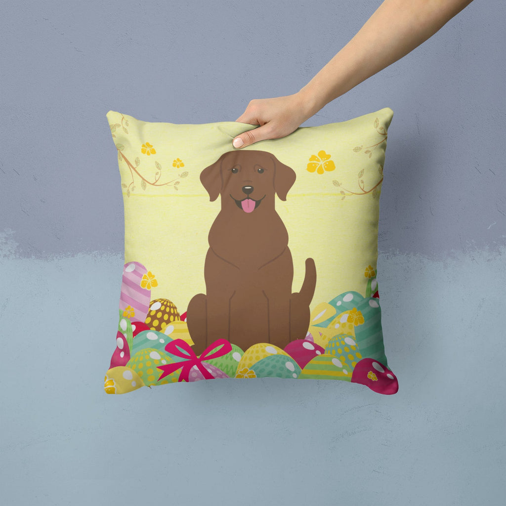 Easter Eggs Chocolate Labrador Decorative Throw Pillow 14x14 Indoor Outdoor Accent Cushion, Fabric Cover with Insert for Sofa, Bed, Porch & Living Room