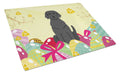 Easter Eggs Black Labrador Cutting Board Tempered Glass Kitchen Cutting Surface, Heat Resistant Chopping, Non-Slip Feet, Food Prep & Serving