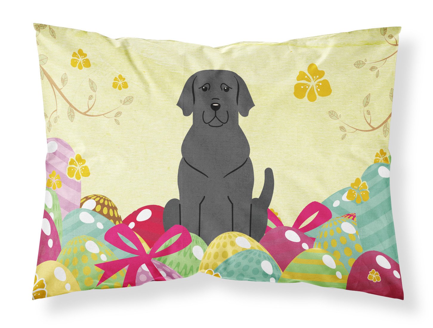 Easter Eggs Black Labrador Standard Pillowcase Lightweight Super Soft Easy Care Decorative Artwork Pillowcase, Standard