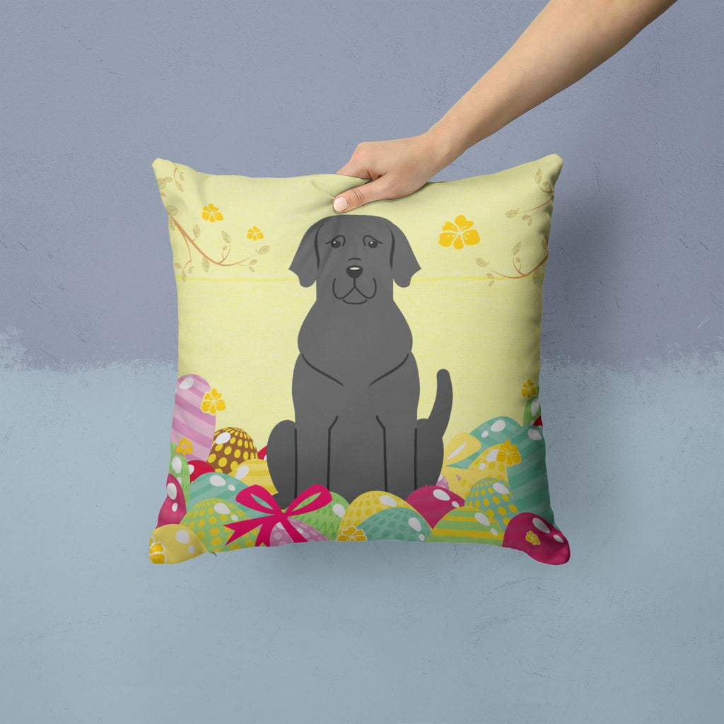 Easter Eggs Black Labrador Decorative Throw Pillow 14x14 Indoor Outdoor Accent Cushion, Fabric Cover with Insert for Sofa, Bed, Porch & Living Room