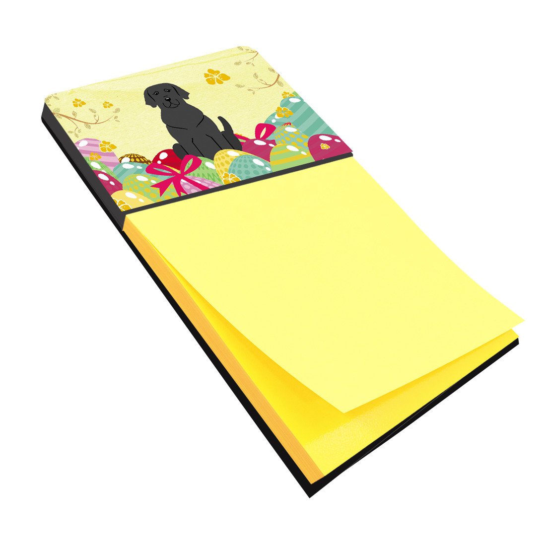Easter Eggs Black Labrador Watercolor Sticky Note Holder Refillable Dispenser Desk Accessory 3x3 Pad Gift