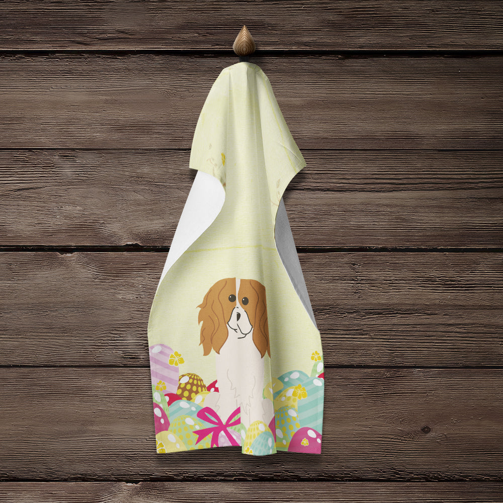 Easter Eggs Cavalier Spaniel Kitchen Towel Velour Plush Front and Cotton Loop Back Machine Washable