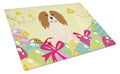 Easter Eggs Cavalier Spaniel Cutting Board Tempered Glass Kitchen Cutting Surface, Heat Resistant Chopping, Non-Slip Feet, Food Prep & Serving