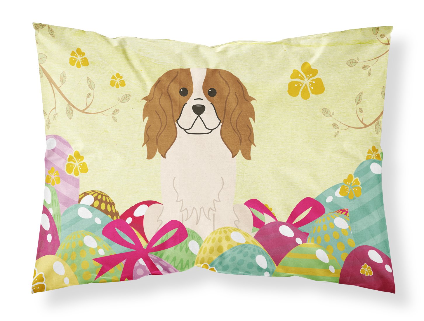 Easter Eggs Cavalier Spaniel Standard Pillowcase Lightweight Super Soft Easy Care Decorative Artwork Pillowcase, Standard
