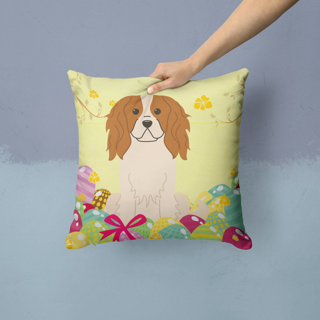 Easter Eggs Cavalier Spaniel Decorative Throw Pillow 14x14 Indoor Outdoor Accent Cushion, Fabric Cover with Insert for Sofa, Bed, Porch & Living Room
