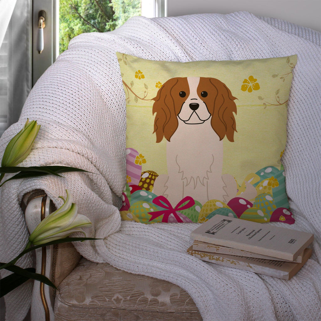 Easter Eggs Cavalier Spaniel Decorative Throw Pillow 14x14 Indoor Outdoor Accent Cushion, Fabric Cover with Insert for Sofa, Bed, Porch & Living Room