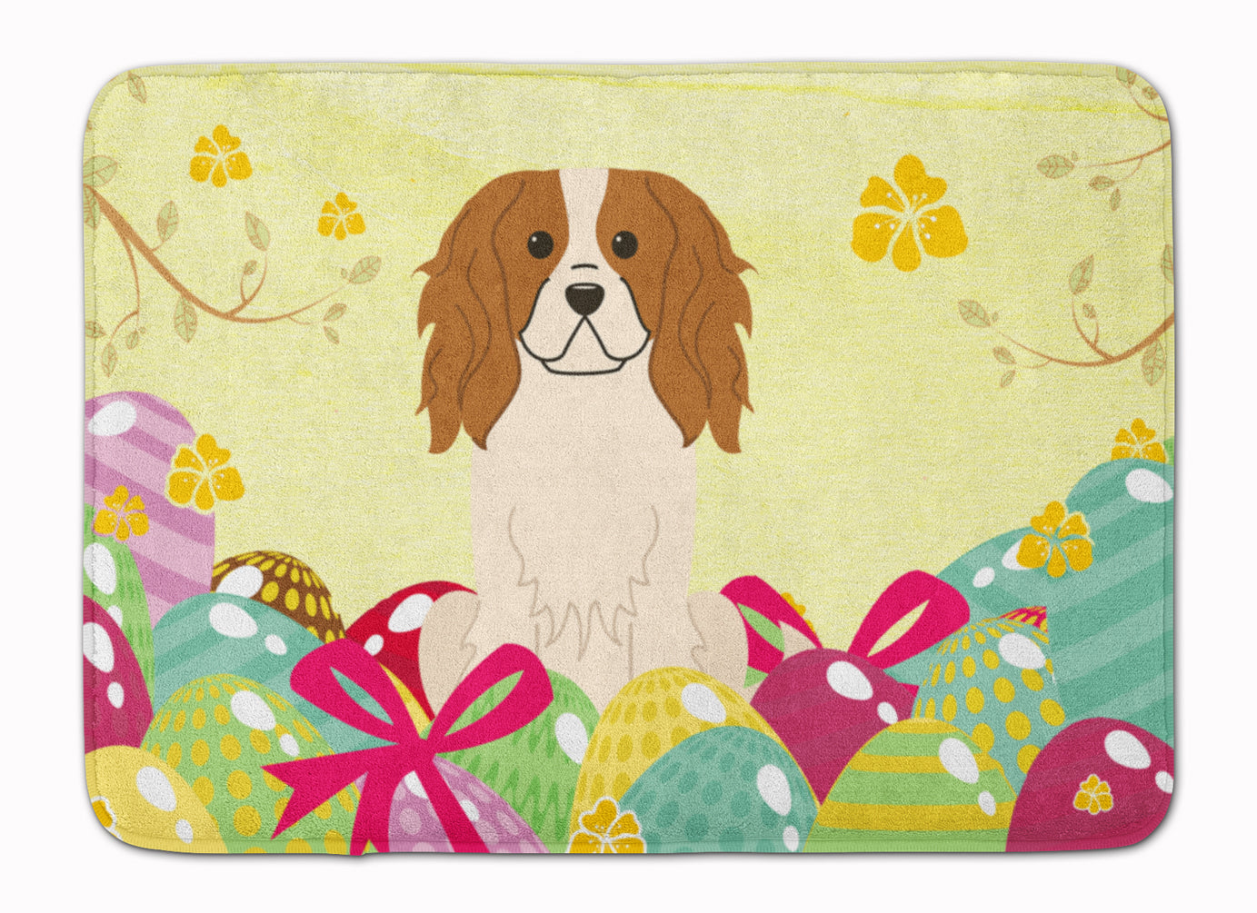 Easter Eggs Cavalier Spaniel Memory Foam Kitchen Mat Machine Washable Anti-Fatigue Cushion Comfort Bath or Kitchen Rug