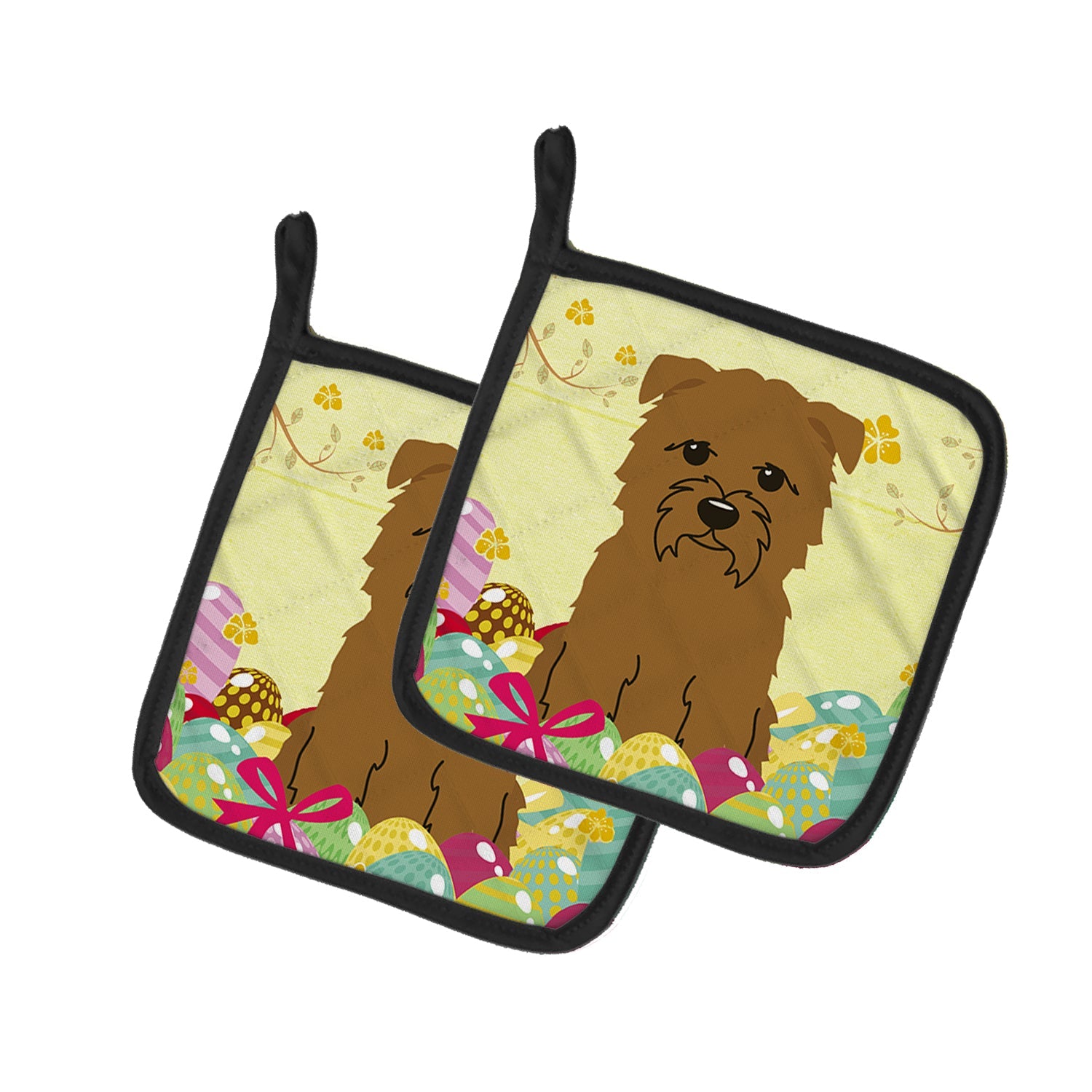 Easter Eggs Glen of Imal Tan Pot Holder Set of 2 Heat Resistant Quilted Hot Pads 7.5 x 7.5 Inch, Insulated Kitchen Trivets for Cooking & Baking