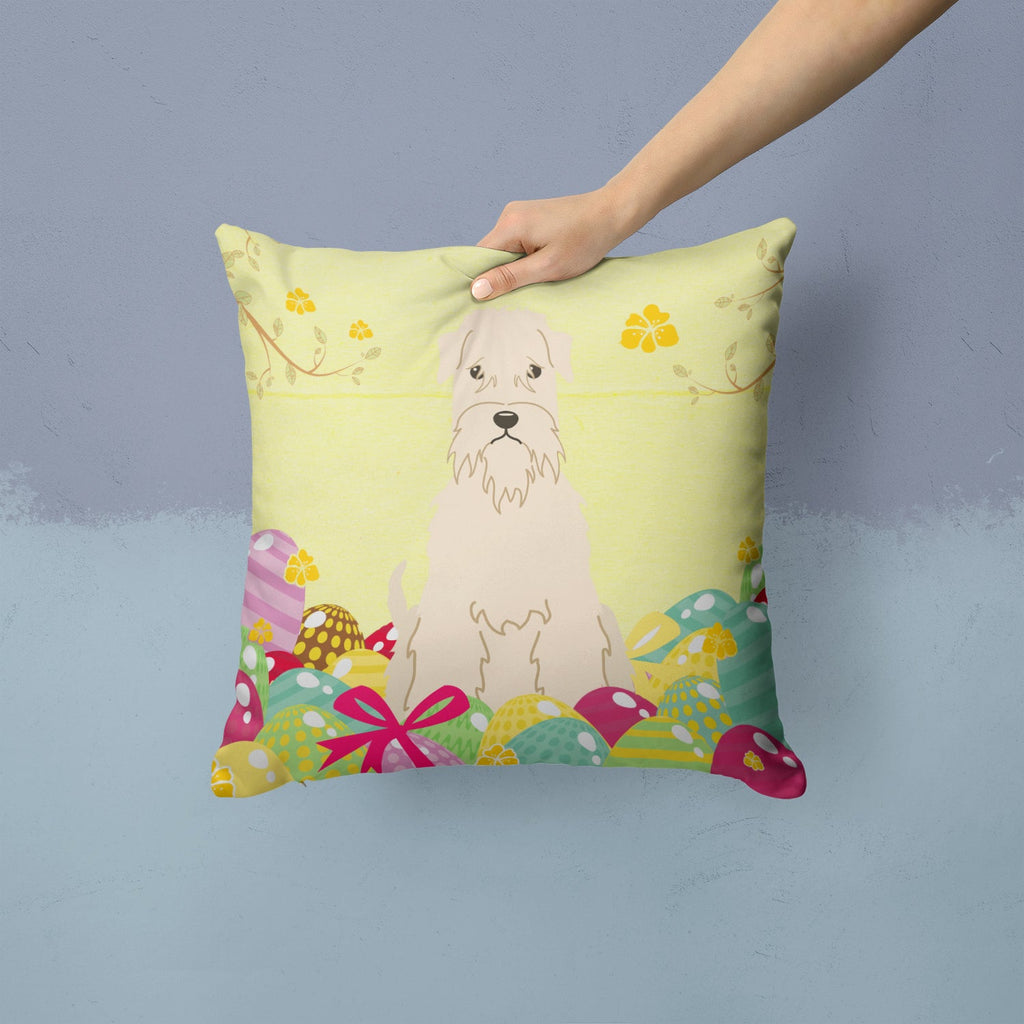 Easter Eggs Soft Coated Wheaten Terrier Decorative Throw Pillow 14x14 Indoor Outdoor Accent Cushion, Fabric Cover with Insert for Sofa, Bed, Porch & Living Room