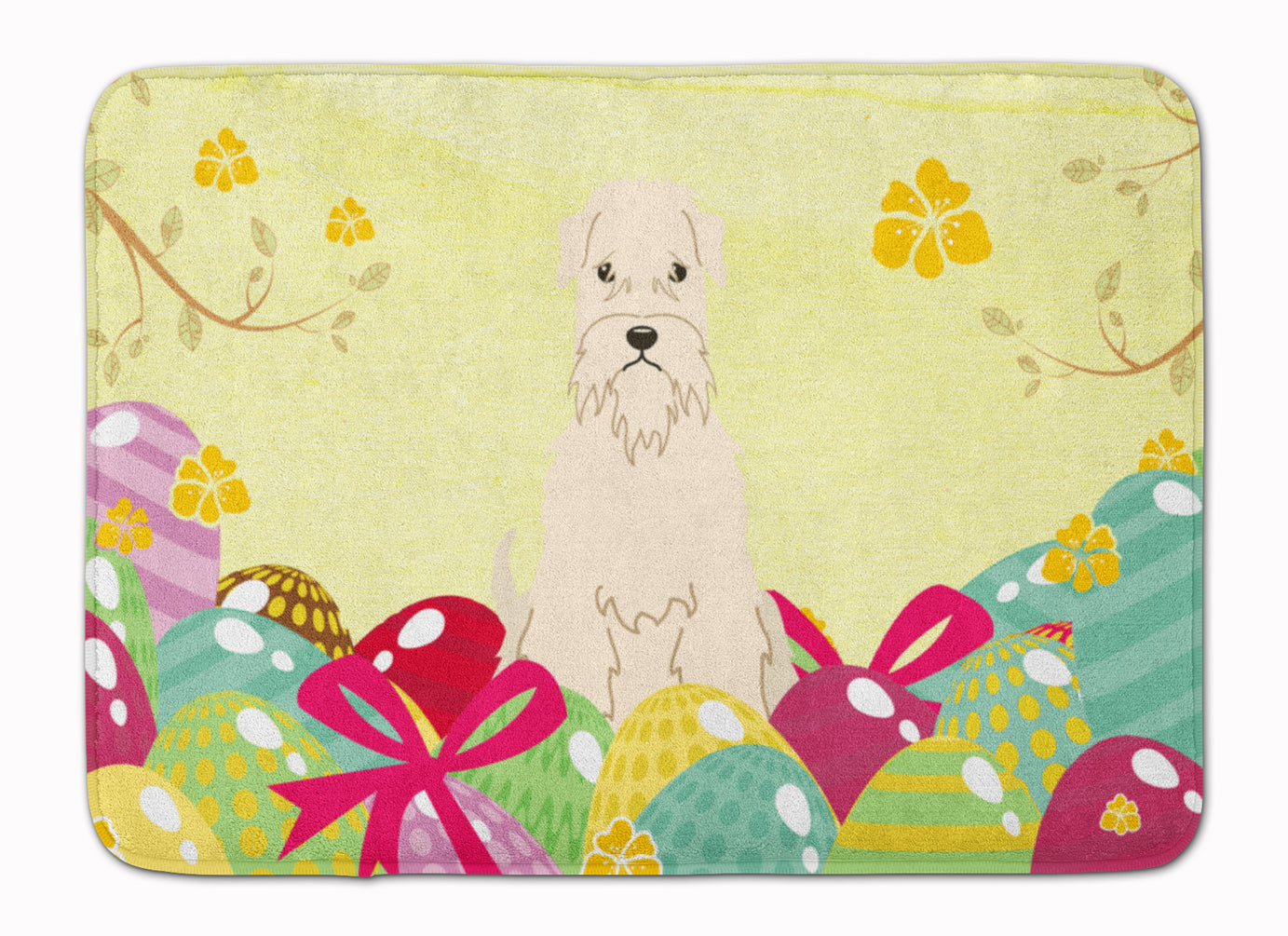 Easter Eggs Soft Coated Wheaten Terrier Memory Foam Kitchen Mat Machine Washable Anti-Fatigue Cushion Comfort Bath or Kitchen Rug