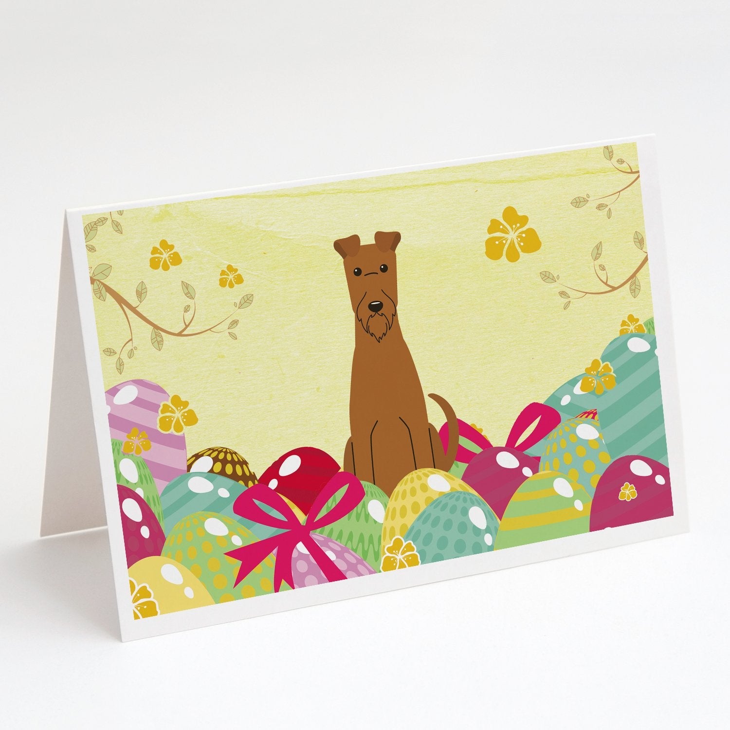 Easter Eggs Irish Terrier Greeting Cards Pack of 8 Blank Cards with Envelopes Whimsical A7 Size 5x7