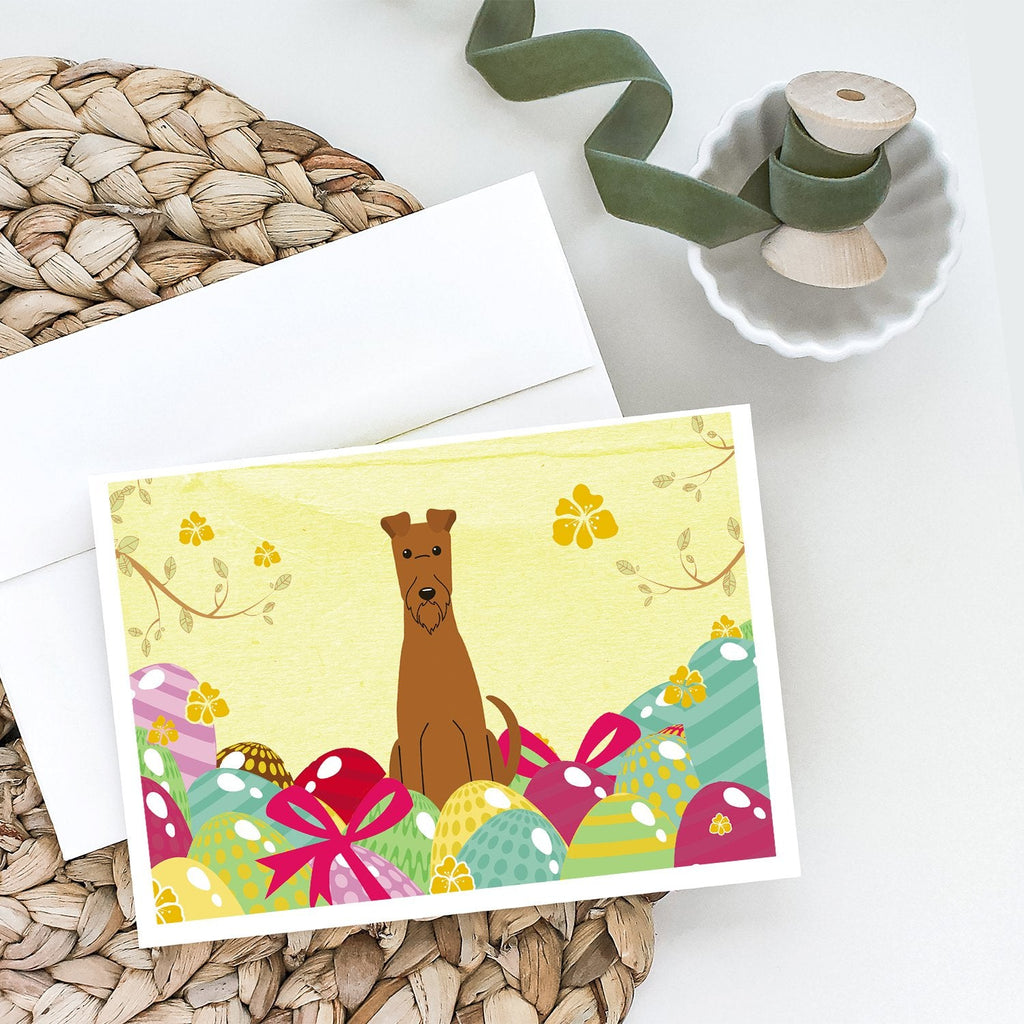 Easter Eggs Irish Terrier Greeting Cards Pack of 8 Blank Cards with Envelopes Whimsical A7 Size 5x7
