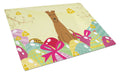Easter Eggs Irish Terrier Cutting Board Tempered Glass Kitchen Cutting Surface, Heat Resistant Chopping, Non-Slip Feet, Food Prep & Serving
