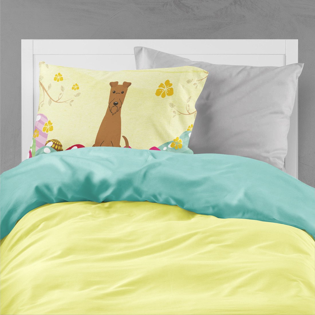 Easter Eggs Irish Terrier Standard Pillowcase Lightweight Super Soft Easy Care Decorative Artwork Pillowcase, Standard