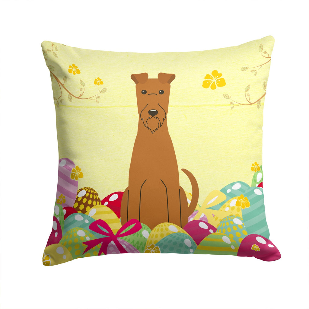 Easter Eggs Irish Terrier Decorative Throw Pillow 14x14 Indoor Outdoor Accent Cushion, Fabric Cover with Insert for Sofa, Bed, Porch & Living Room