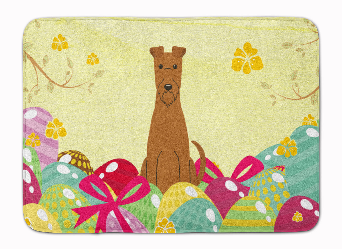 Easter Eggs Irish Terrier Memory Foam Kitchen Mat Machine Washable Anti-Fatigue Cushion Comfort Bath or Kitchen Rug
